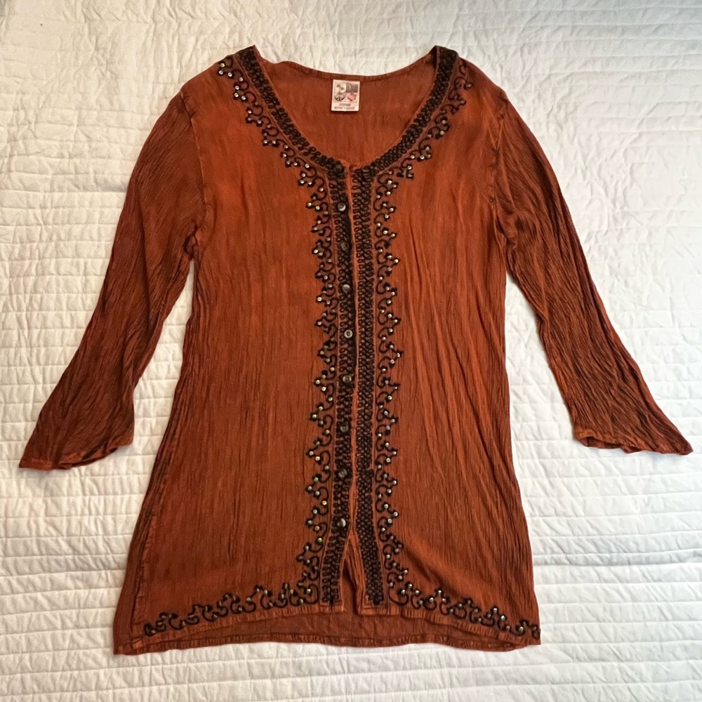 India Boutique rust embroidered embellished blouse